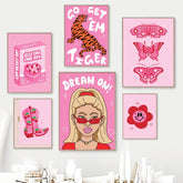Affiches sur toile rose vif et girly